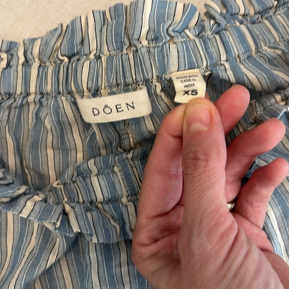 Doen Blue and White Striped Women's Pajama Shorts - Picture 6 of 17